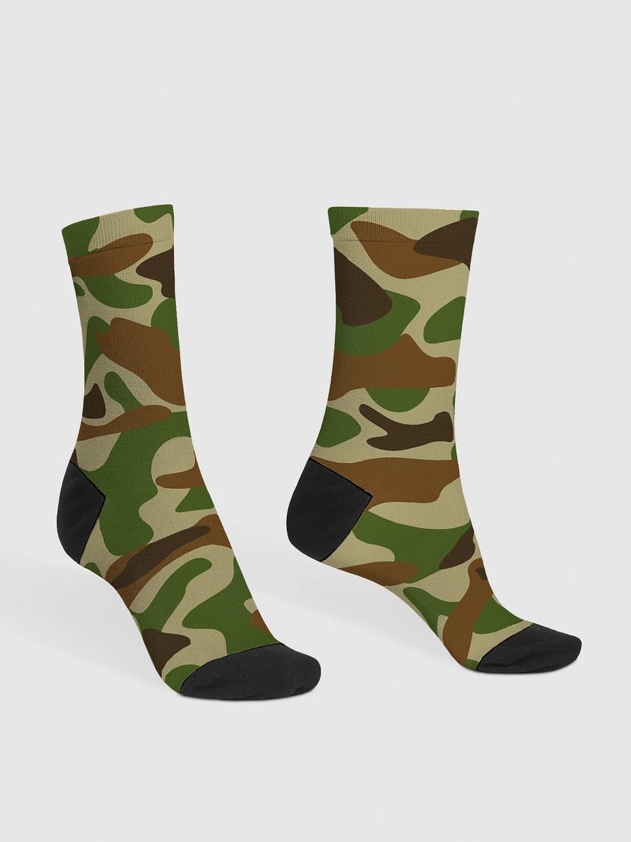Woodland Green Army Camouflage Military Camo Pattern Premium Crew Socks product image (3)