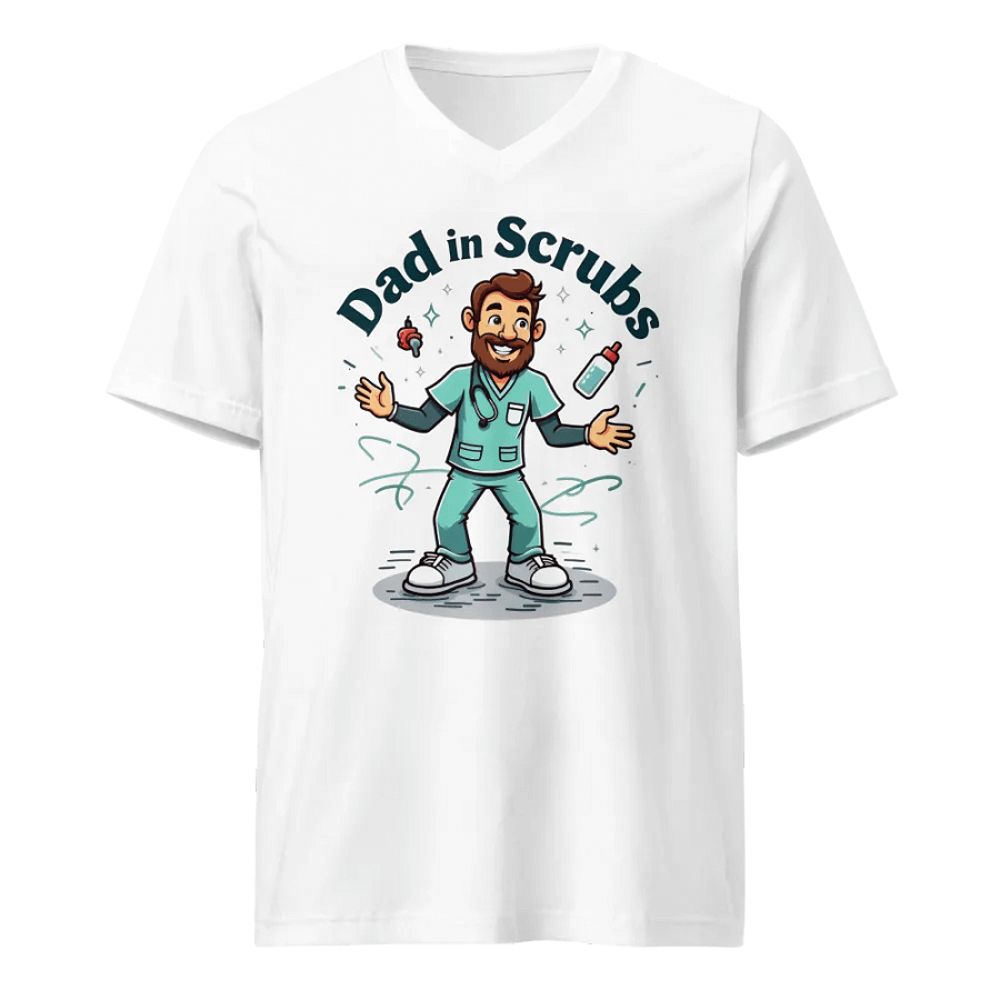 Dad in Scrubs Juggling Fatherhood V-Neck Tee product image (1)