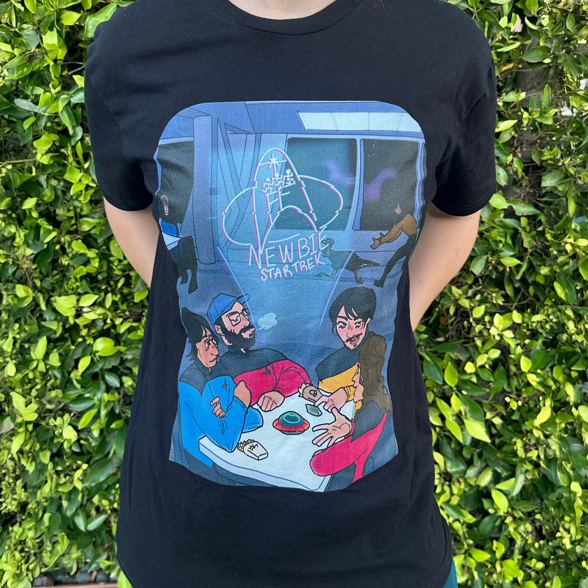 "Chillin' in Ten Forward" T-shirt by SKELERANG (Black) product image (2)