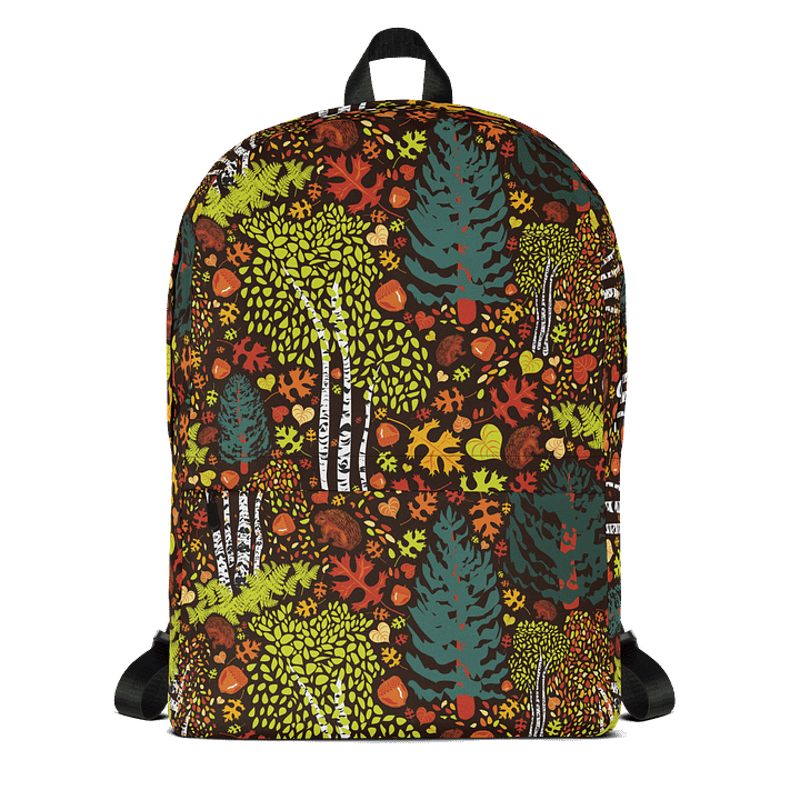 Cabincore Birch Squirrels & Acorns Backpack | Woodland Whimsy with Artful Utility 🎒 | by Monique Faella Designs™ product image (1)