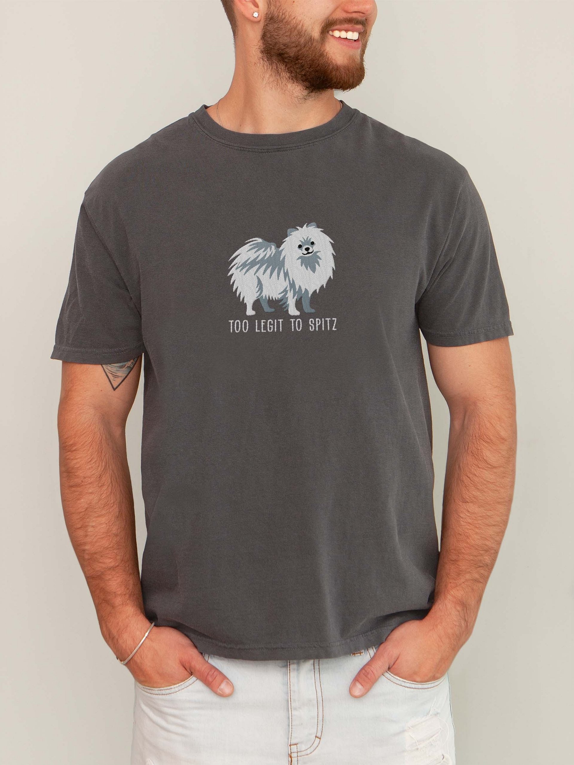 Too Legit to Spitz T-Shirt(Embroidered) of a Pomeranian(White) product image (2)