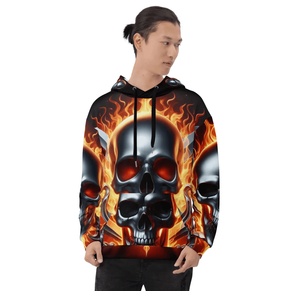 Fiery Skull Swords - Unisex Skull Hoodie #24 product image (8)