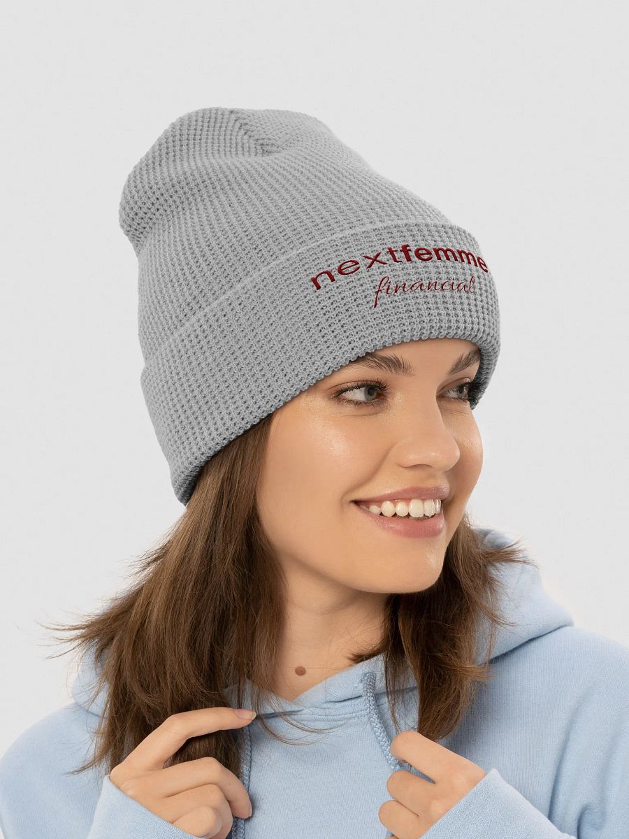Cozy Honeycomb Waffle Beanie with Maroon Logotype product image (4)