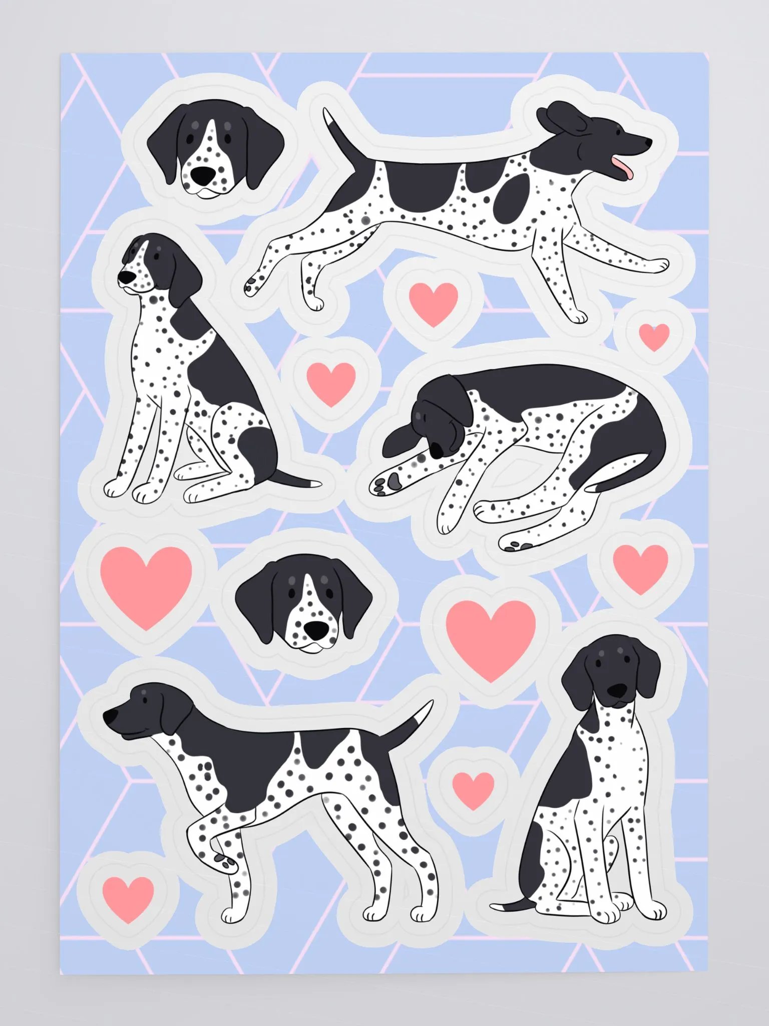 Cute German Shorthaired Pointer Kiss Cut Sticker Sheet product image (4)