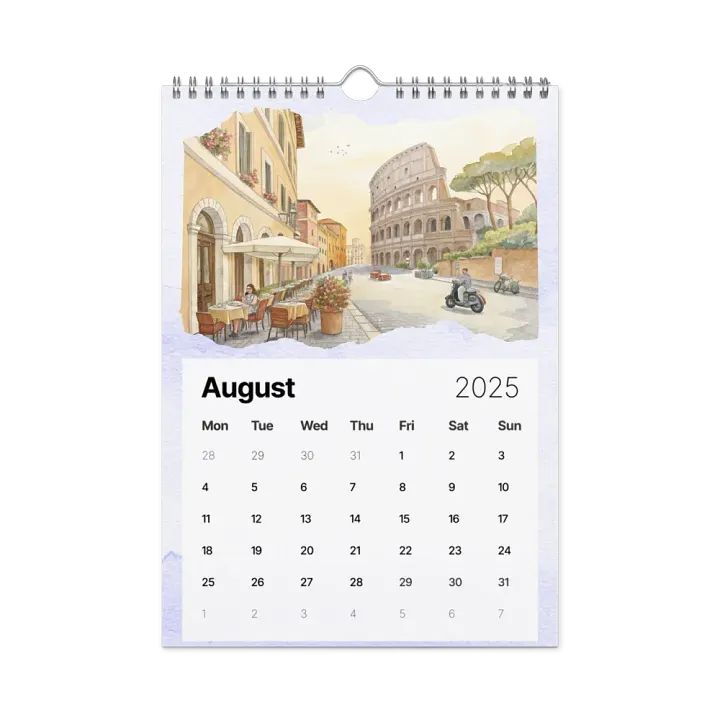 WORLD CAPITALS WATERCOLOR WALL CALENDAR 2025 product image (2)