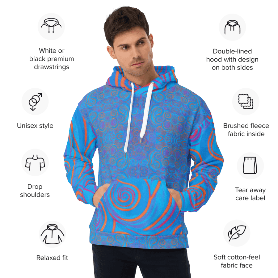 Funky Blue Dreams Liquid Tie-Dye Hoodie product image (10)