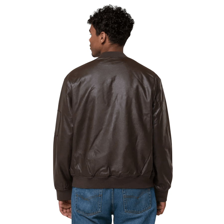 ANGELIC monochrome brown faux leather jacket product image (8)