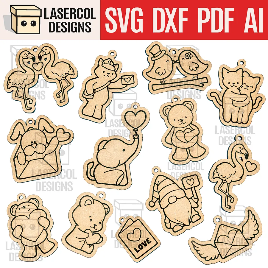 Valentine's Day Cutouts / Tags - Laser Cut Files product image (1)