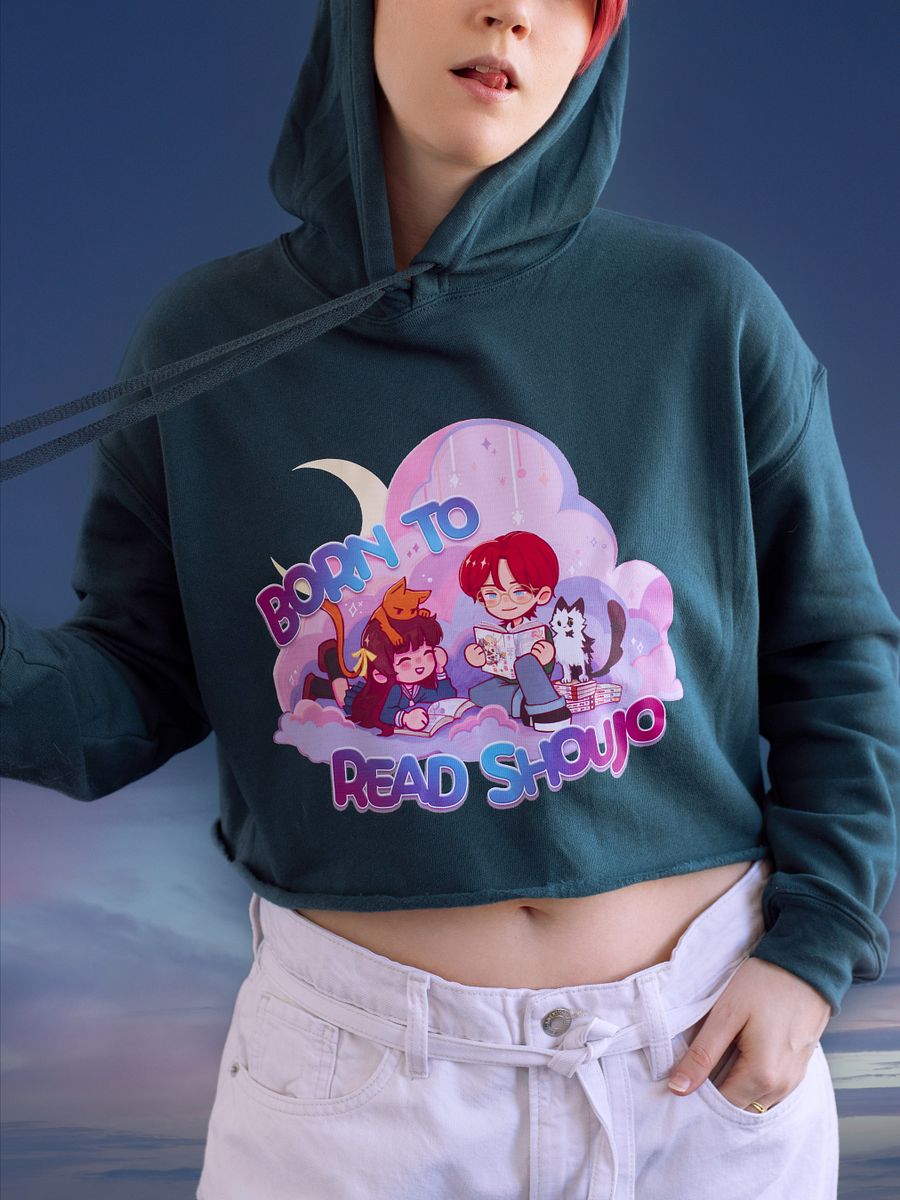 Born to Read Shoujo Crop Hoodie (Night Version) product image (13)