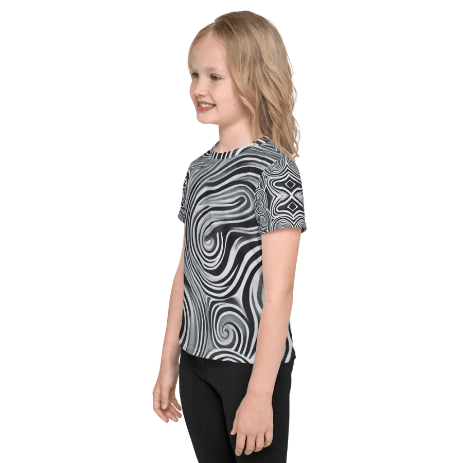 Funky Black and White Noir Liquid Tie-Dye Kid's and Toddler's Crew Neck T-shirt product image (3)