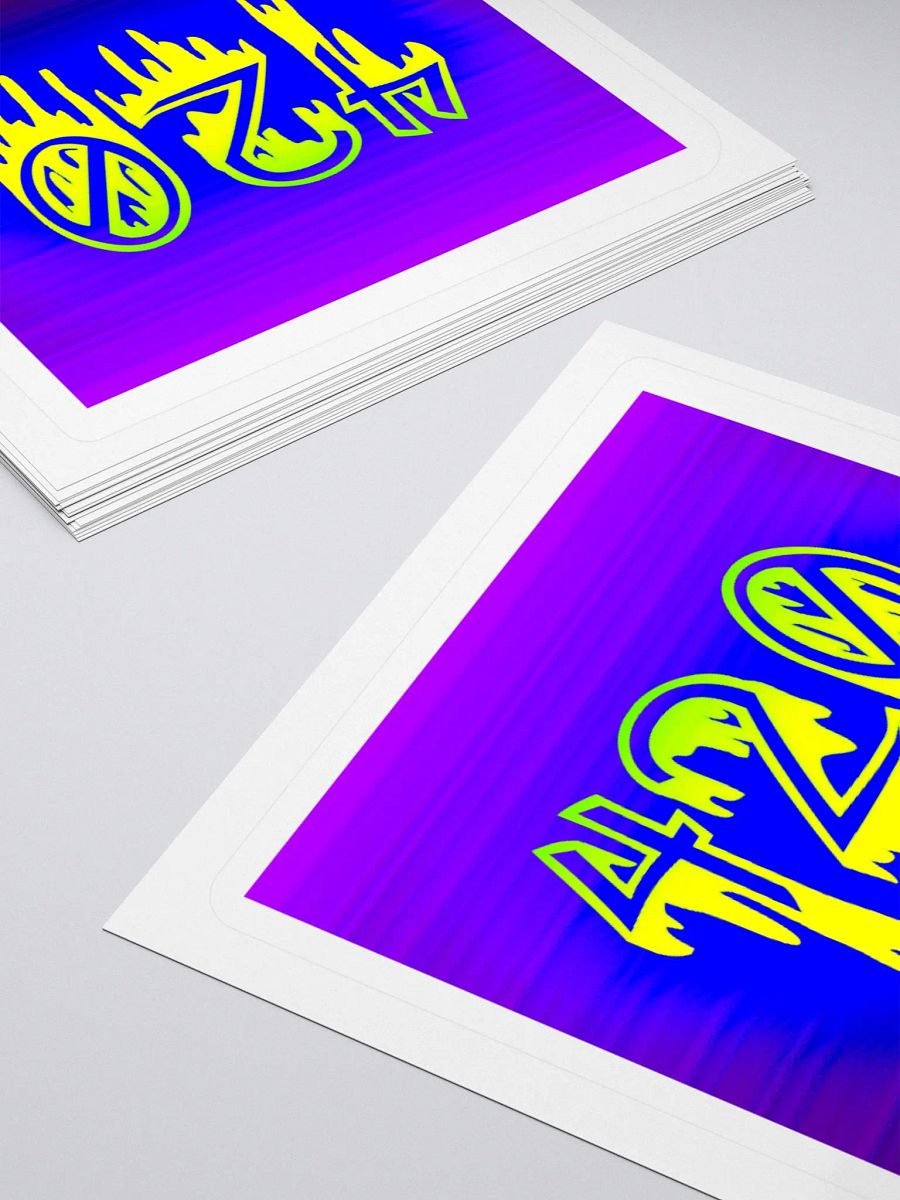 Horror Happy 420 Stoner Sticker, Blue Yellow Purple Creepy Dripping Weed Art product image (4)