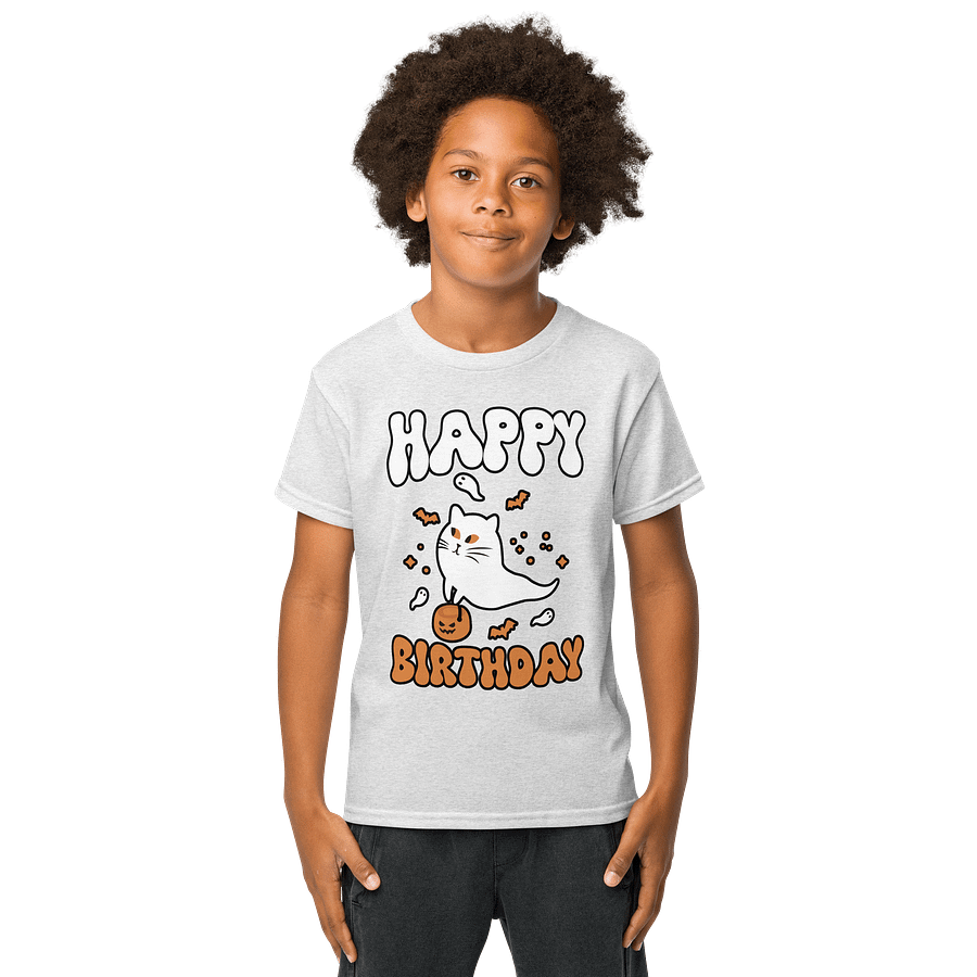 Happy Birthday (Cat Ghost Halloween) T-Shirt For Kids product image (5)