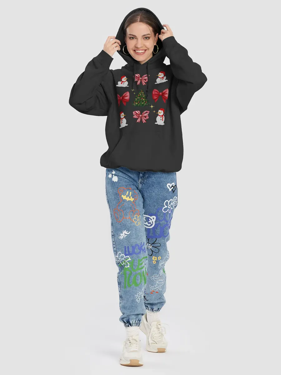 Festive Snowmen Holiday Trendy Coquette Hoodie product image (15)