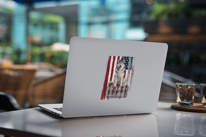 Alaskan Malamute American Flag Pun Sticker product image (1)
