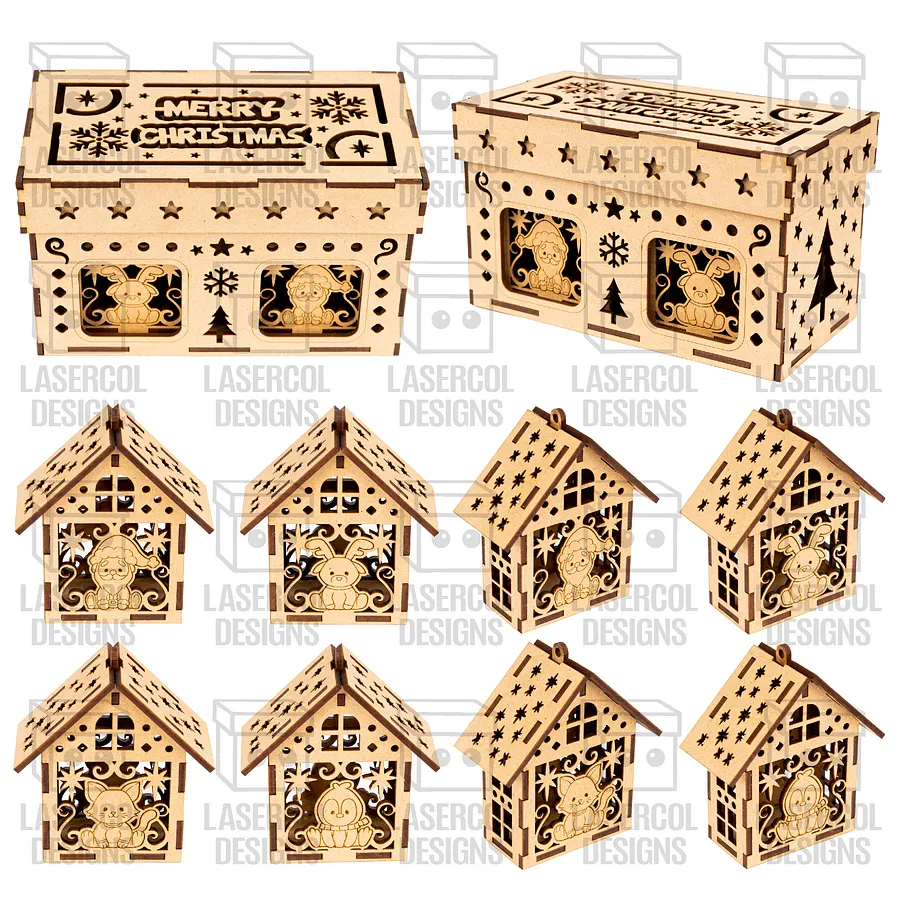 Christmas Ornaments Houses Box Set 1 - Laser Cut Files product image (2)