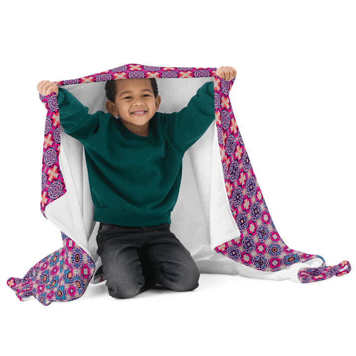 Bloom & Glow Throw Blanket – Colorful Crosses, Circles, and Flowers product image (2)
