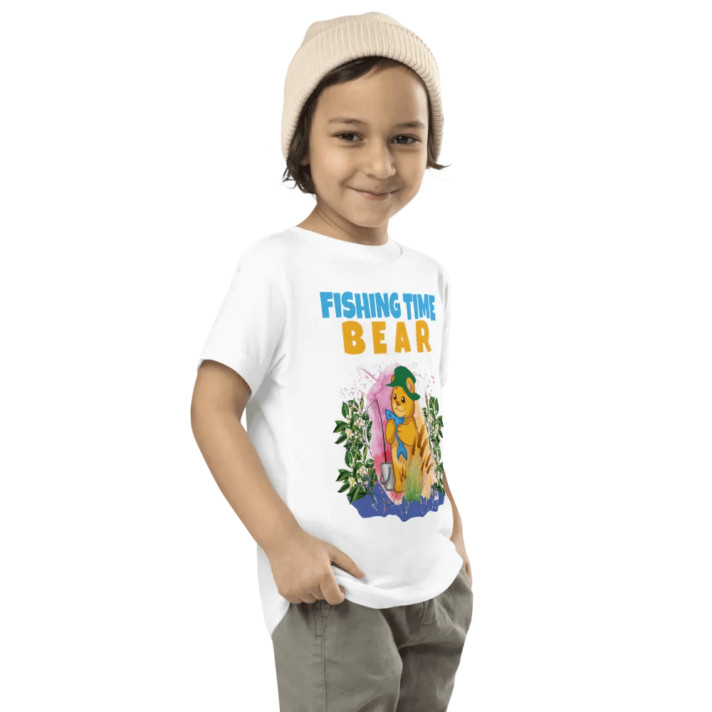 Bear Fishing Time Cute Colorful Funny Bella + Canvas Toddler T-Shirt – Funny Shirt & Gift for Kids product image (8)