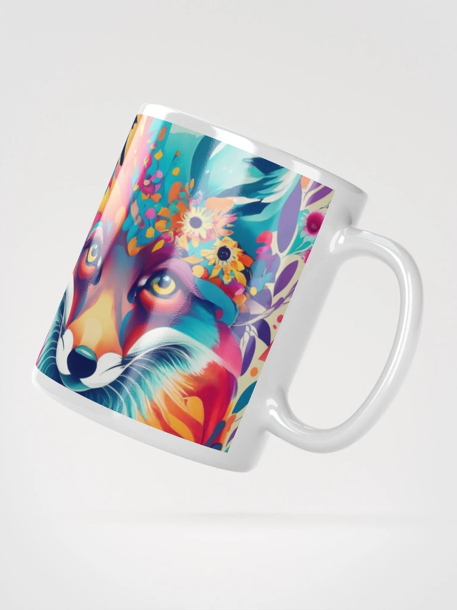 Pretty Floral Fox Face Mug product image (2)