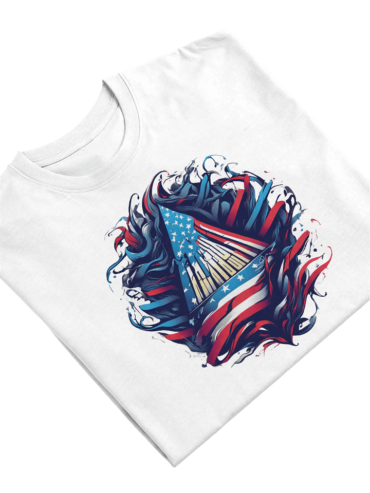 Patriotic Swirl Tee, Bold USA Flag Shirt, Perfect Gift for Him product image (1)