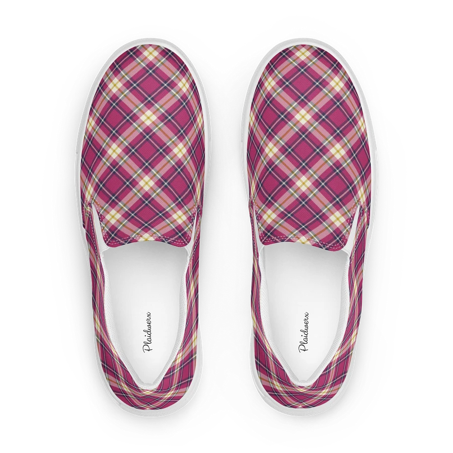 Hot Pink and Navy Blue Plaid Women's Slip-On Shoes product image (1)