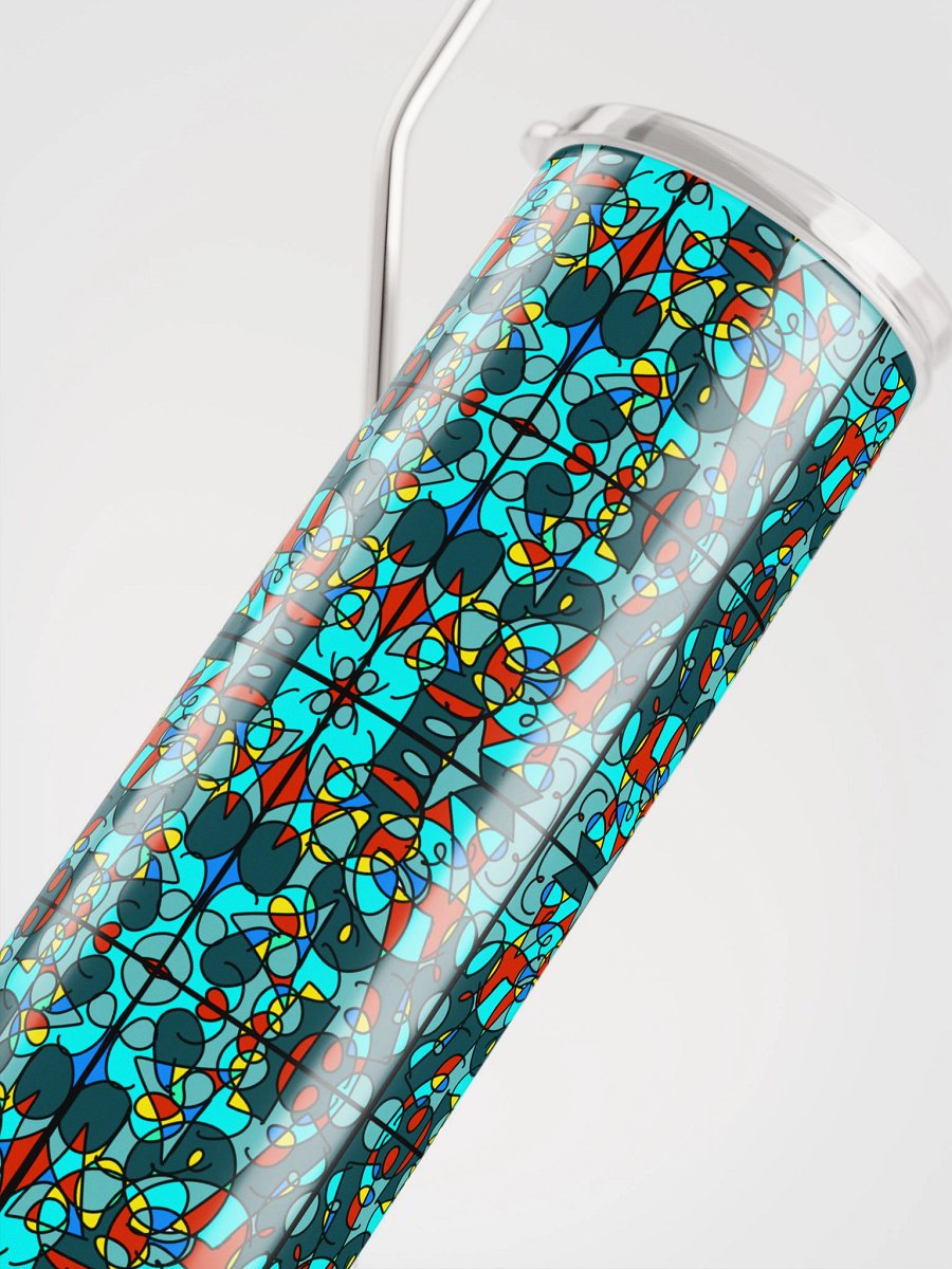 Turquoise Stained Glass – Symmetrical Pattern Stainless Steel Tumbler product image (4)