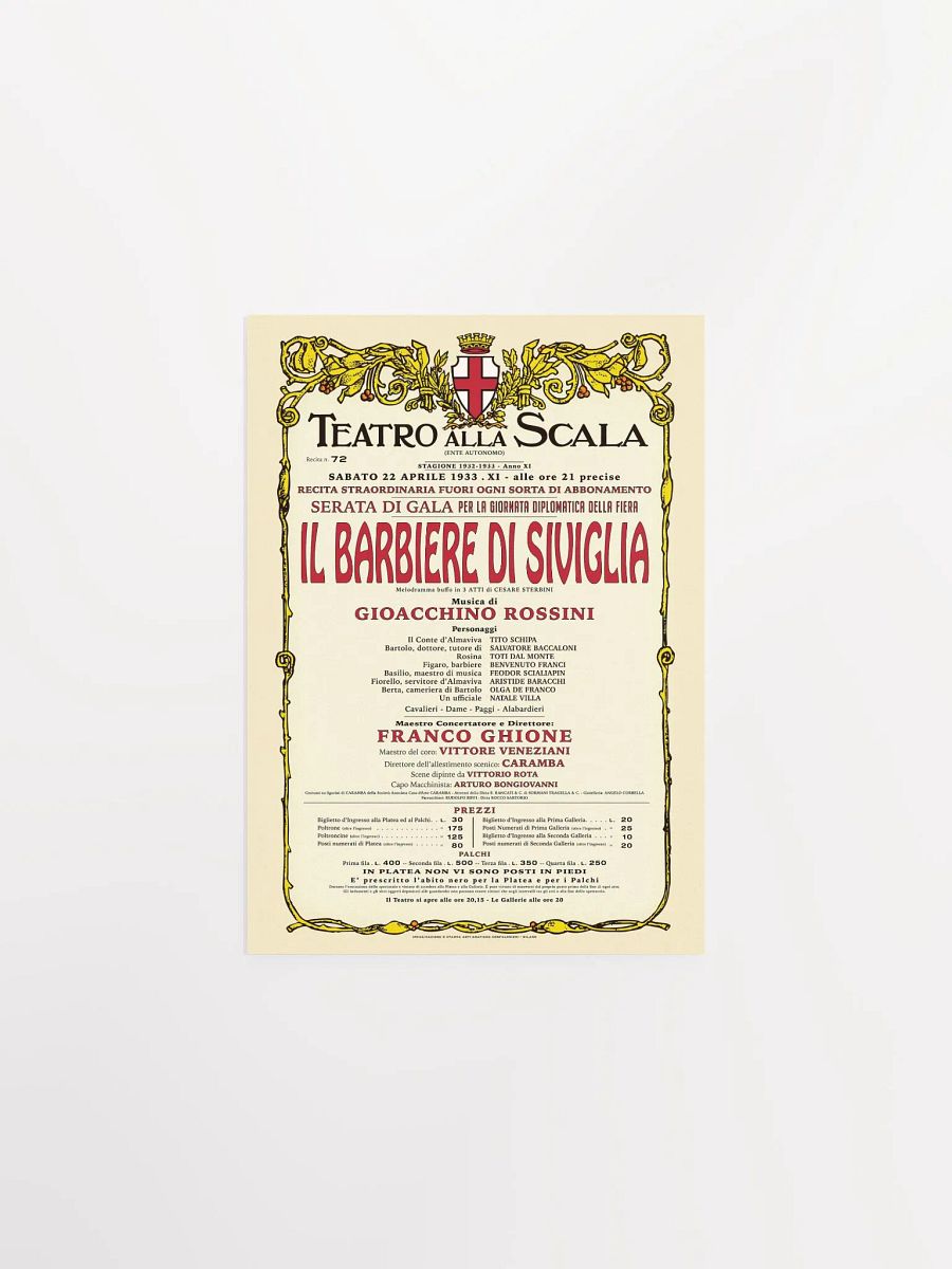 Vintage-Style La Scala Barber of Seville Opera Poster product image (2)