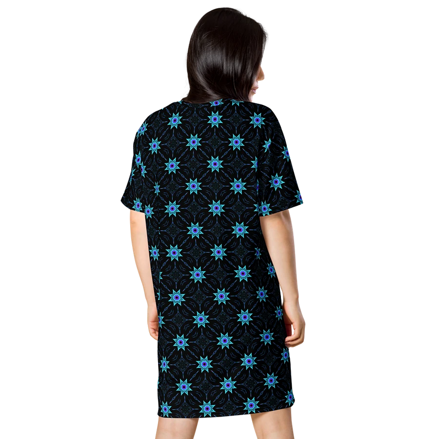 Abstract Repeating Turquoise Floral T Shirt Dress product image (4)