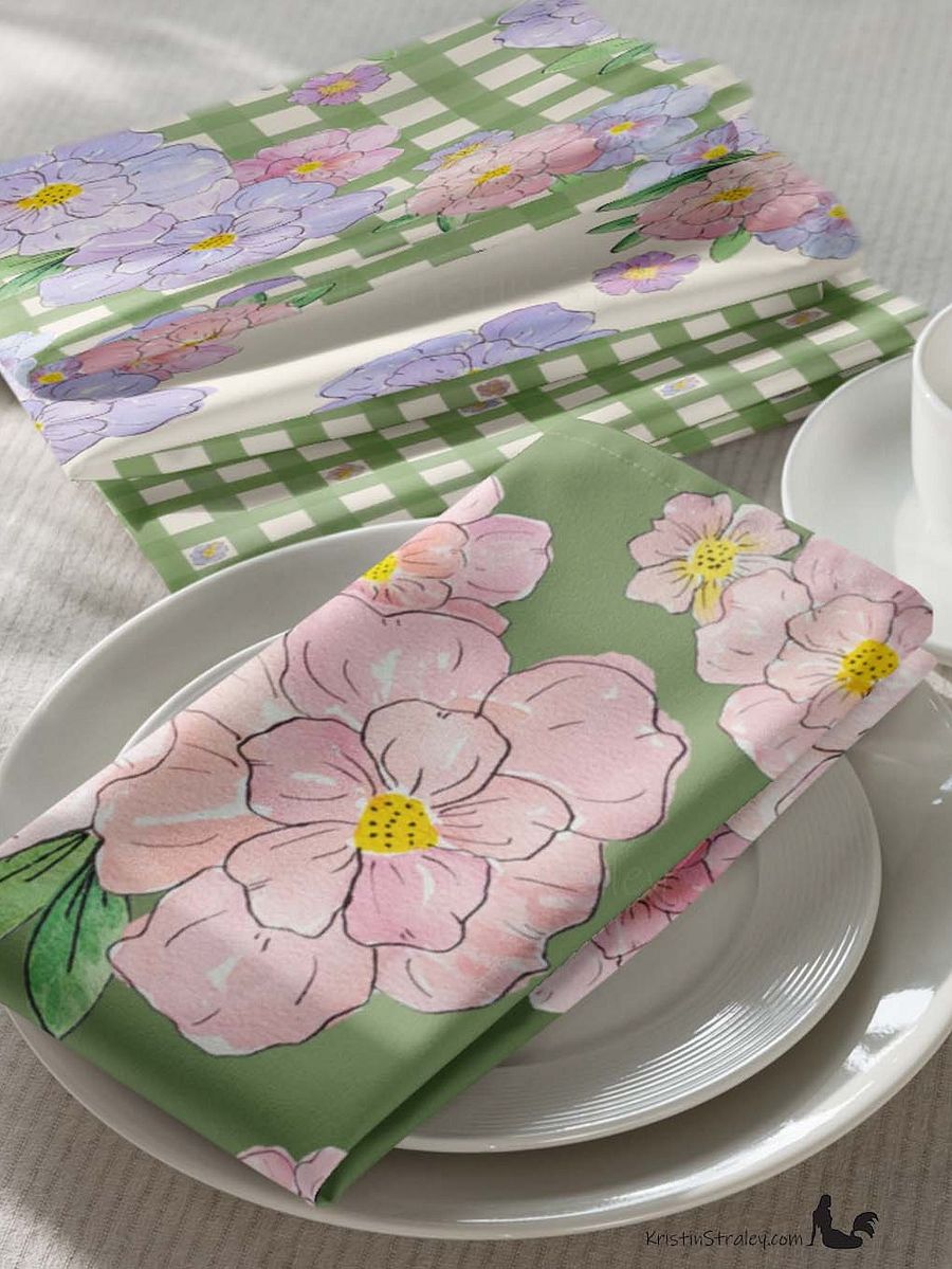 Gingham Blossoms Cloth Napkins Set of 4 product image (4)