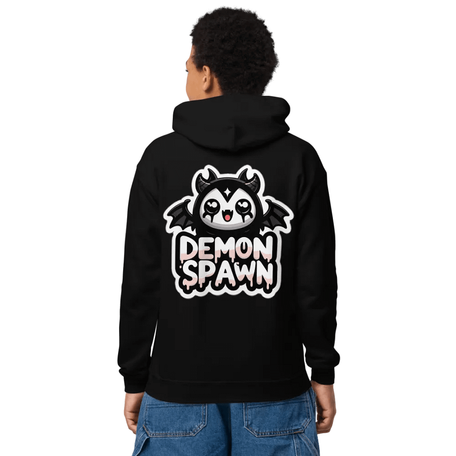 LITTLE EMO Bubble Text Youth Demon Spawn(Bat) Hoodie product image (2)
