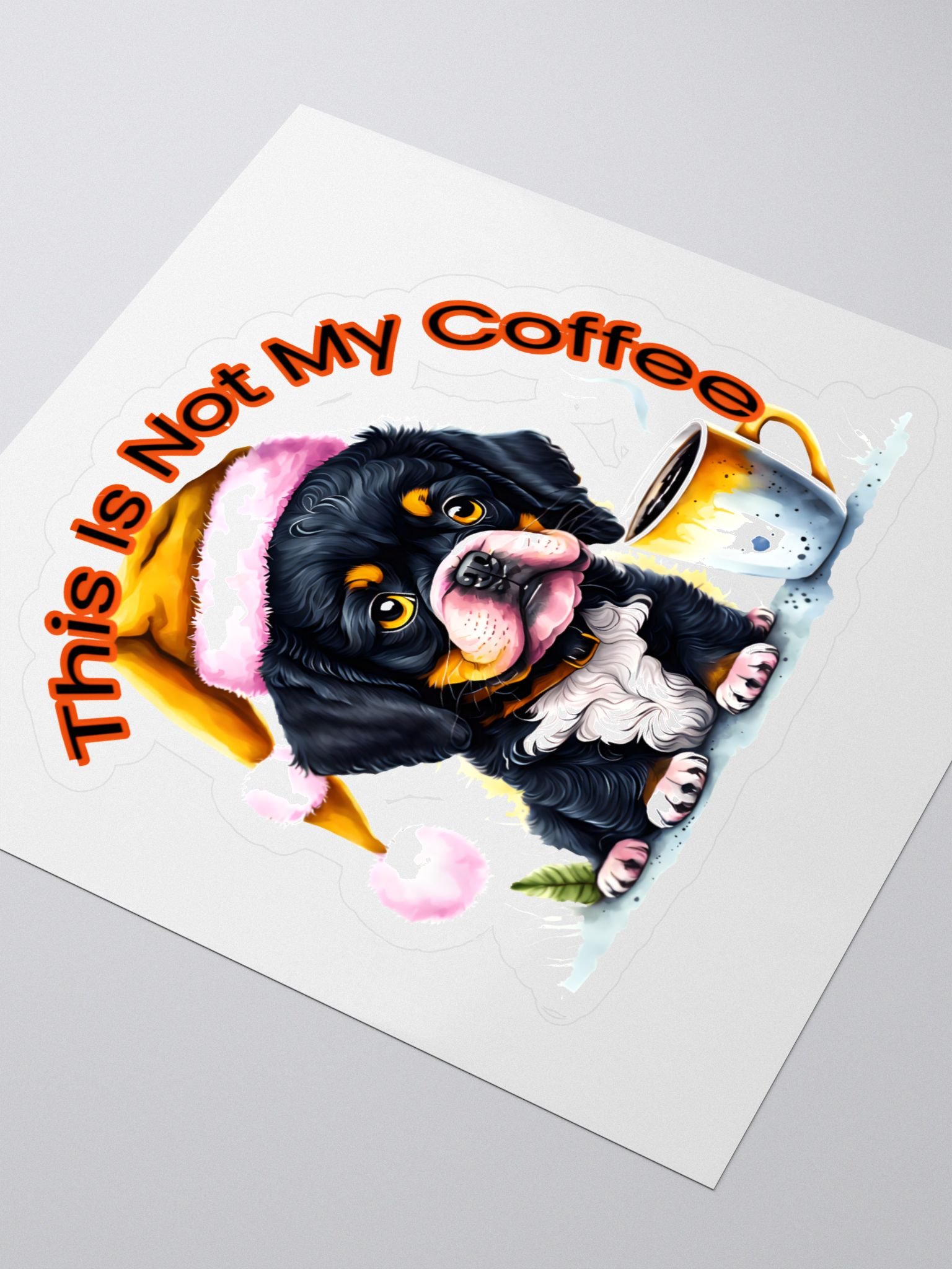 Sad Puppy - Not My Coffee Santa Paws Kiss Cut Stickers product image (3)