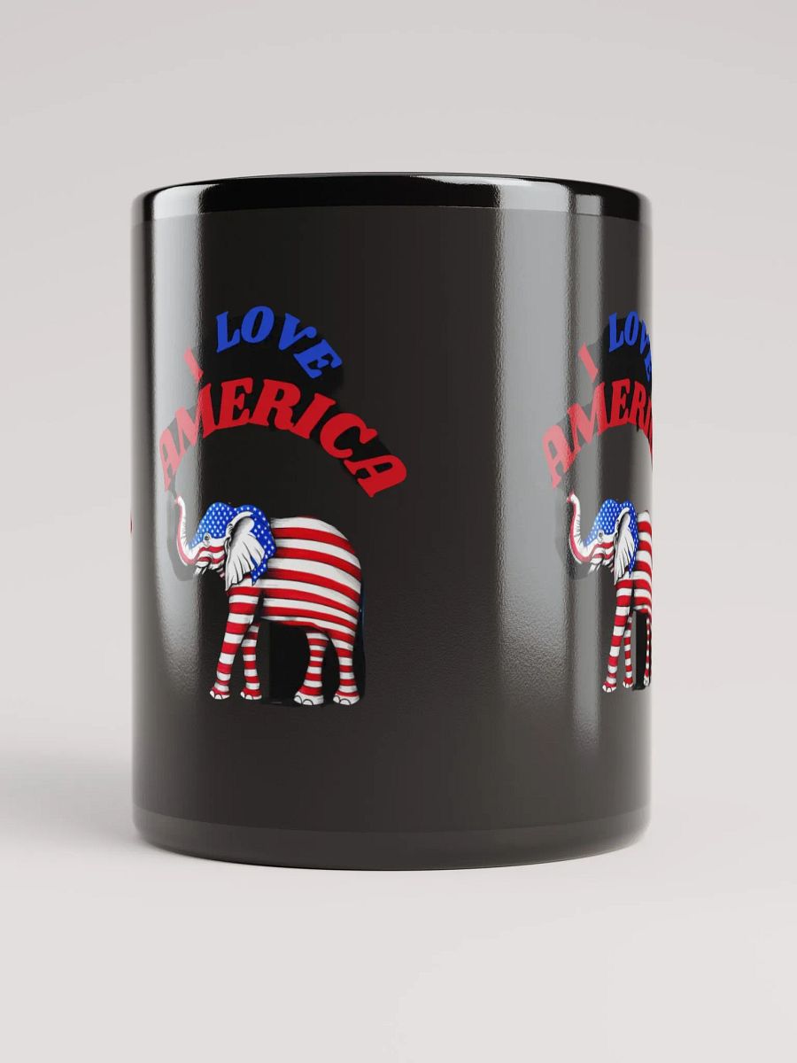 Black glossy mug with a nice design, I LOVE AMERICA. product image (7)