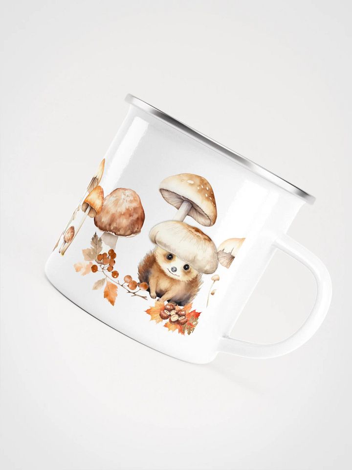 Whimsical Woodland Enamel Mug - Igelfreunde Tasse mit herbstlichem Motiv product image (1)