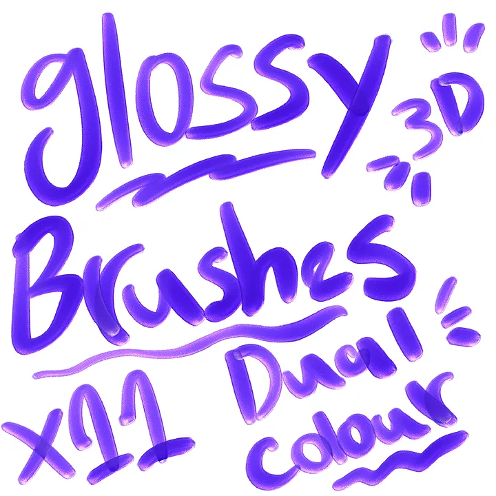 11 Glossy 3D Brushes for Procreate product image (2)