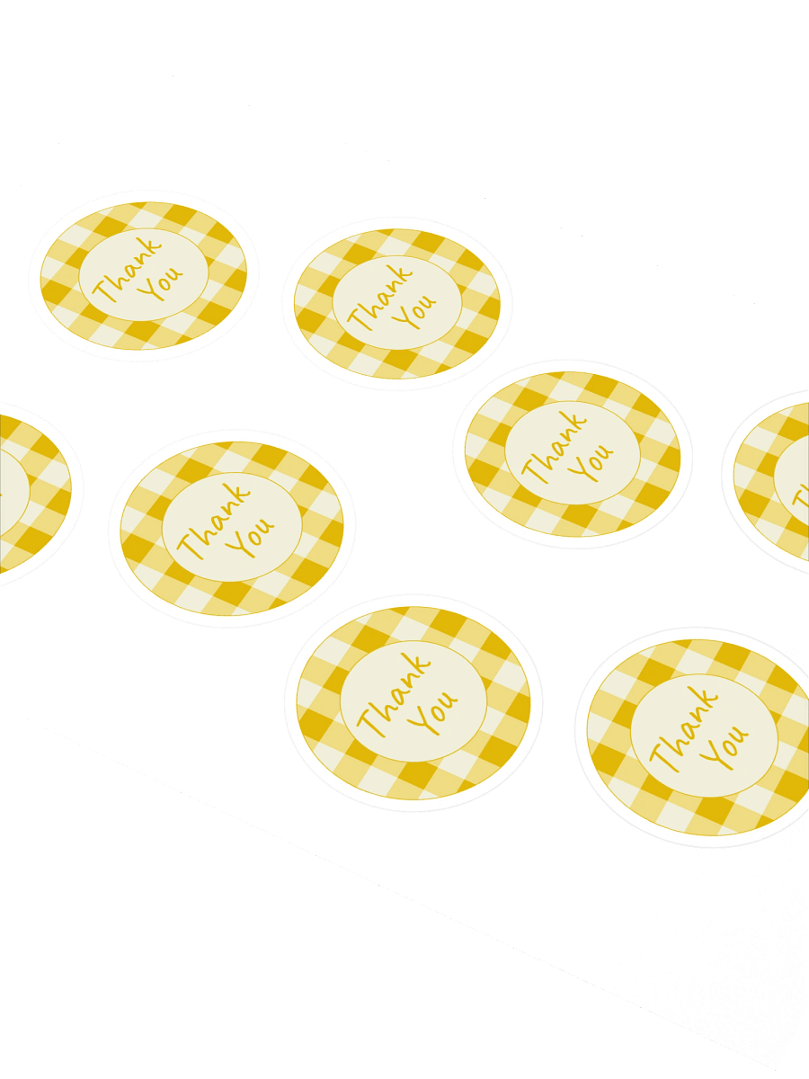Set of 8 Yellow & Cream Gingham Thank You Stickers product image (2)