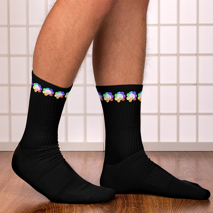 Black Flower Stripe Socks product image (13)