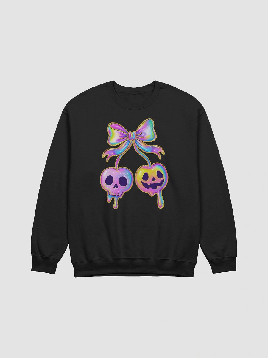 Iridescent Dripping Halloween Cute Skull and Cherry Long Sleeve Unisex Sweatshirt product image (3)