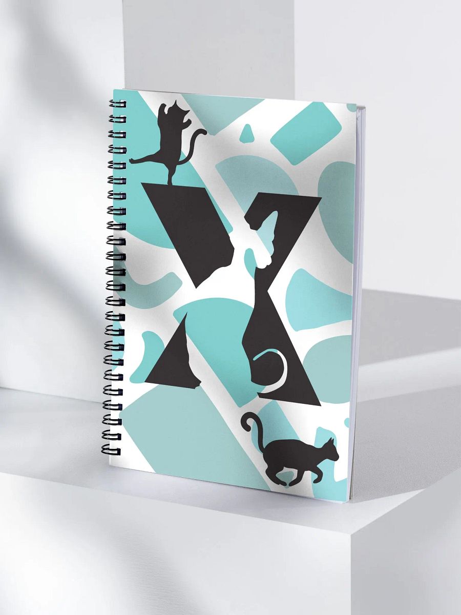 Monogram Letter X Cat Lover Geometric Blues Notebook product image (4)