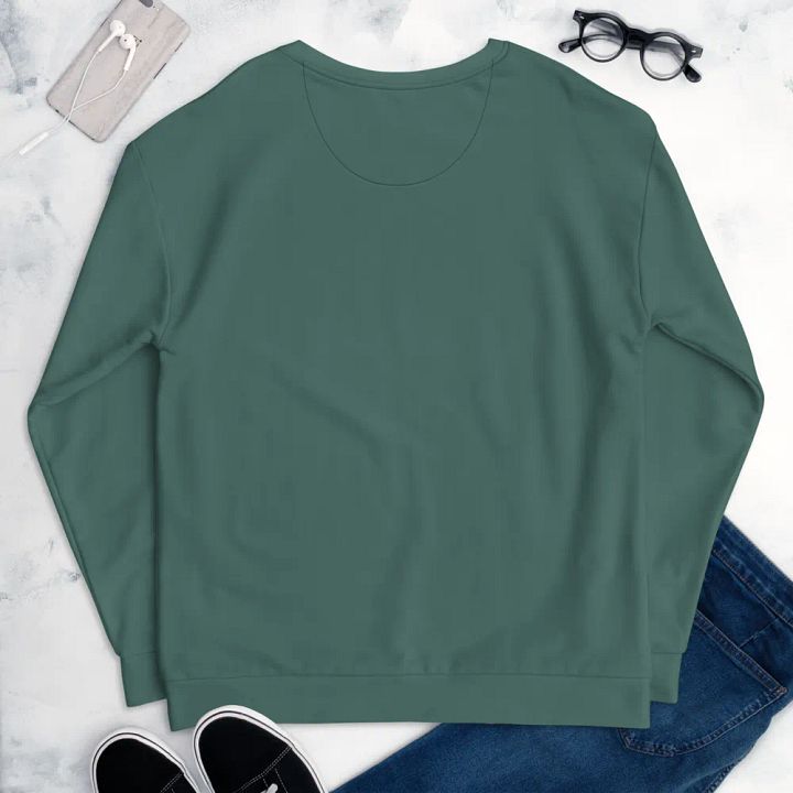 Plain Medium Dark Green Soft Summer Unisex Recycled Polyester Heavyweight Premium Sweatshirt by Treasure Pie product image (2)