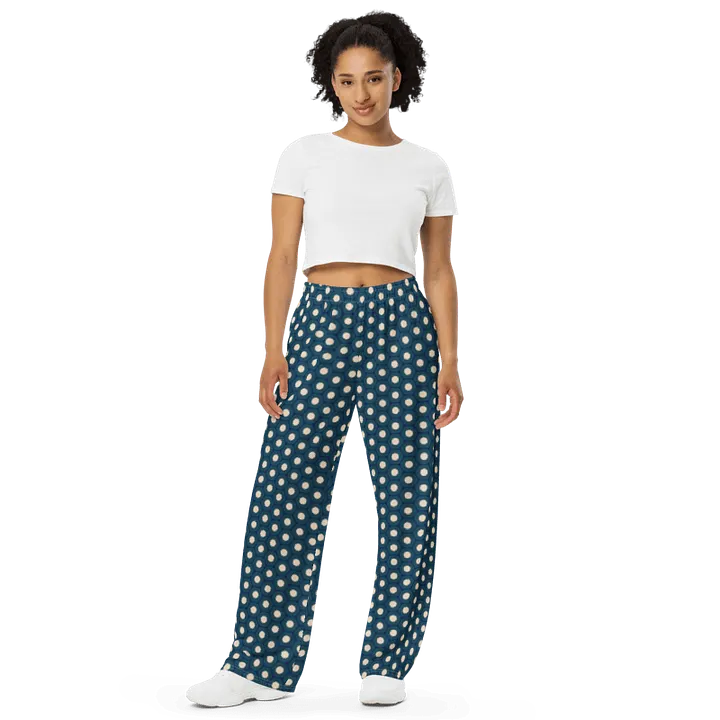 Mini Blue Pastries Topped with Whipped Cream Wide-Leg Pants product image (1)