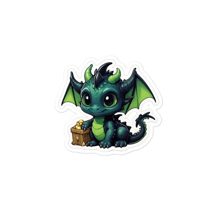 Cute Black and Green Baby Dragon V.1 Magnet product image (2)