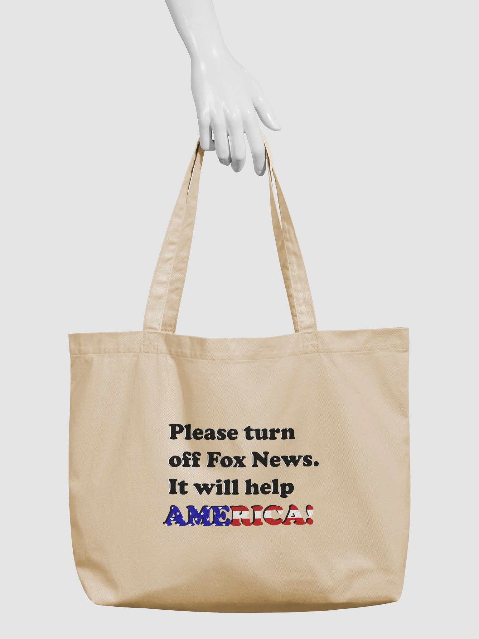 Please Turn Off Fox News. It Will Help America! (Black) - Eco-Friendly Tote Bag product image (3)