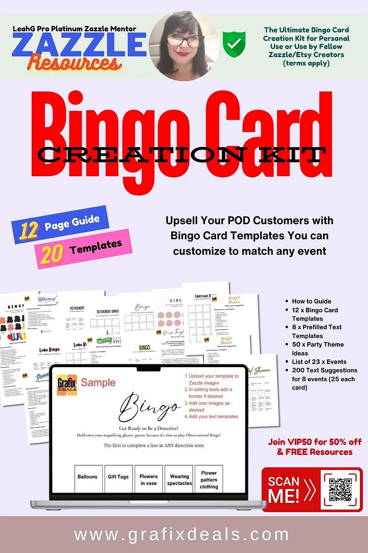 The Ultimate Bingo Card Creation Kit for Print-on-Demand Zazzle - 20 Templates and Guide product image (1)