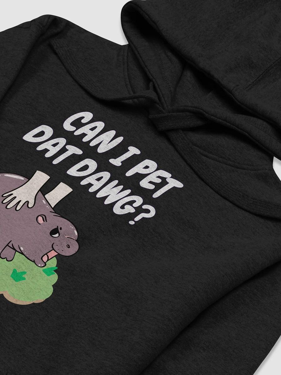 MOODENG'S CAN I PET DAT DAWG? DARK PREMIUM HOODIE! product image (3)