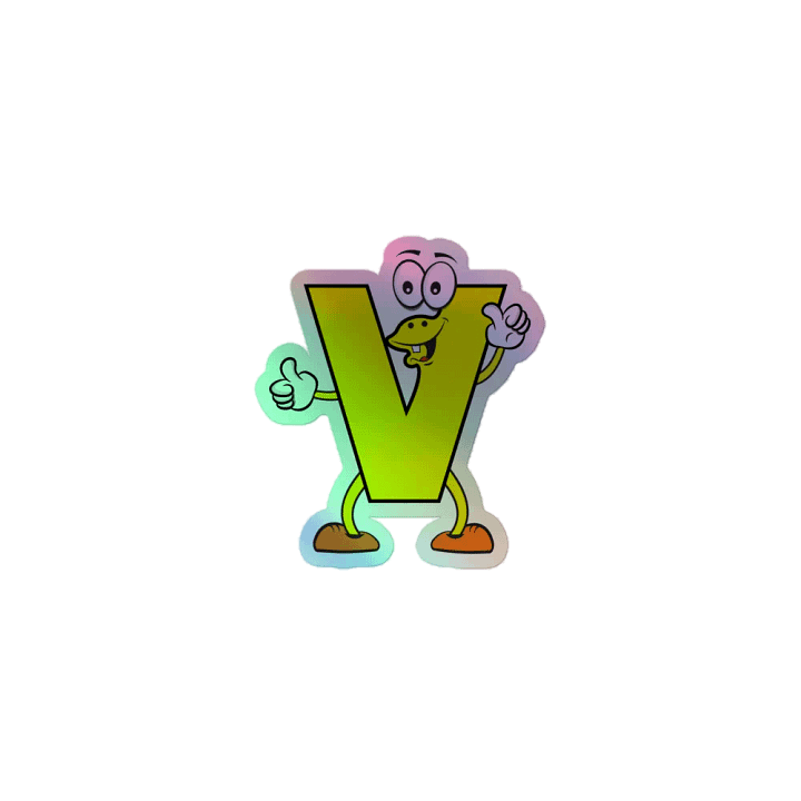 V Letter Cartoon Character Holographic Sticker product image (1)