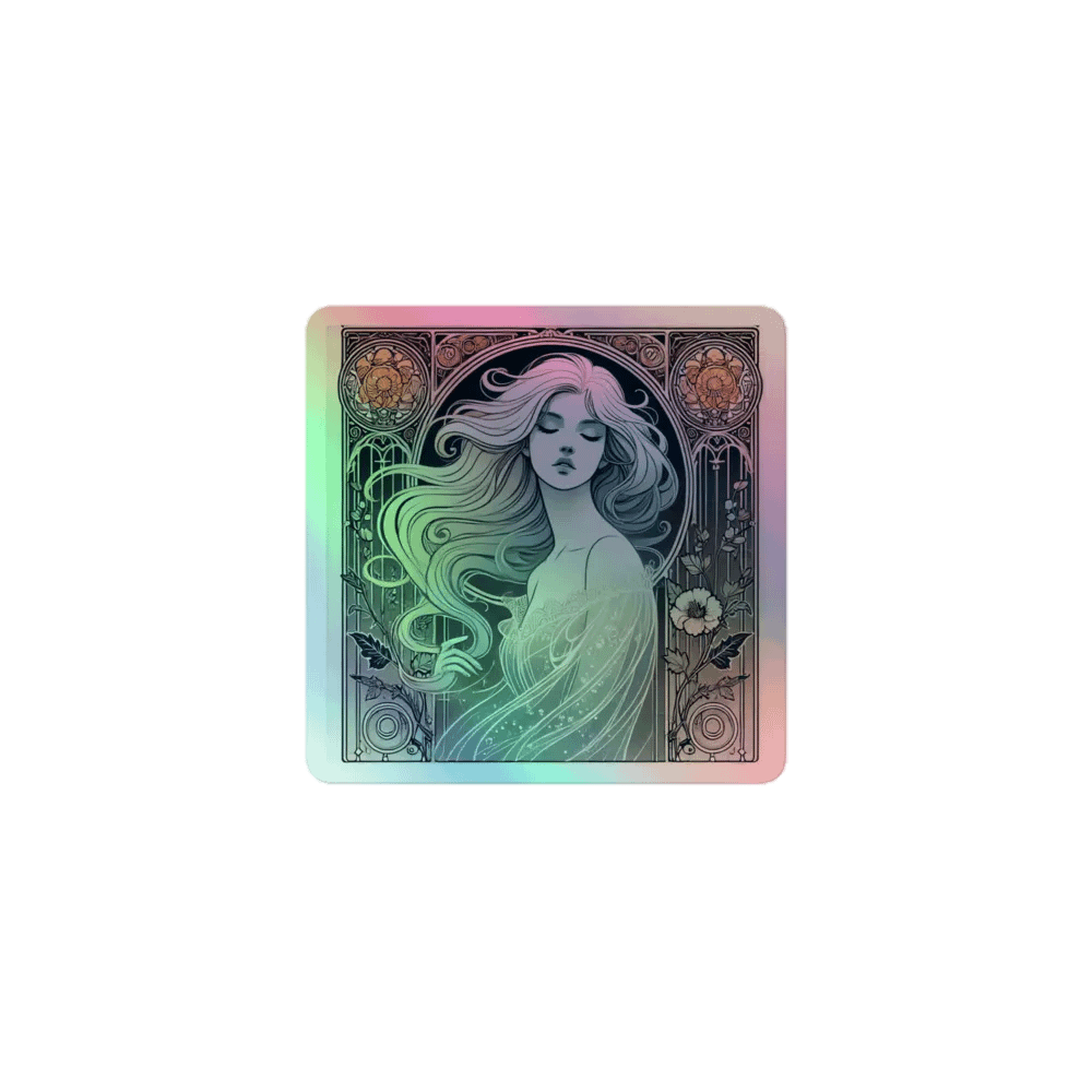 Art Nouveau Ghostly Woman Vinyl Sticker – Ethereal Elegance 🌿👻 product image (1)