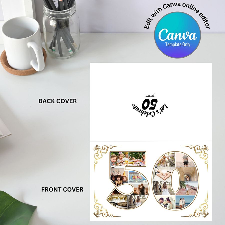 Fifty Year Celebration Card Photo Collage Canva Template product image (5)