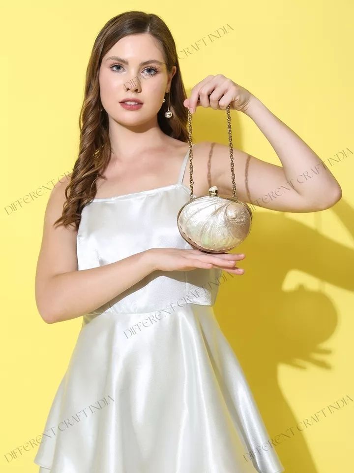 Luxurious White Abalone Seashell purse Sirena Shell minaudiere mini clutch bag product image (2)