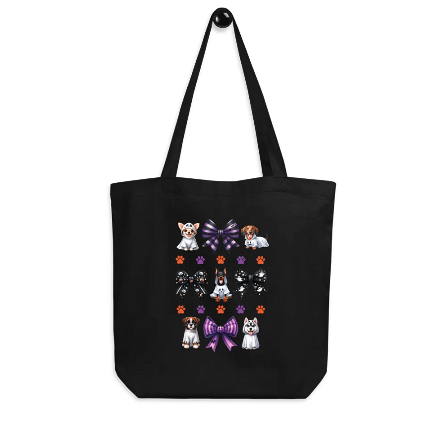Cute Halloween Dog Ghosts and Bows Tote Bag Design2 product image (3)