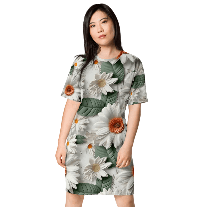 3D-Ditsy-Flowers-Seamless-Patterns T-shirt Dress - V13 product image (1)