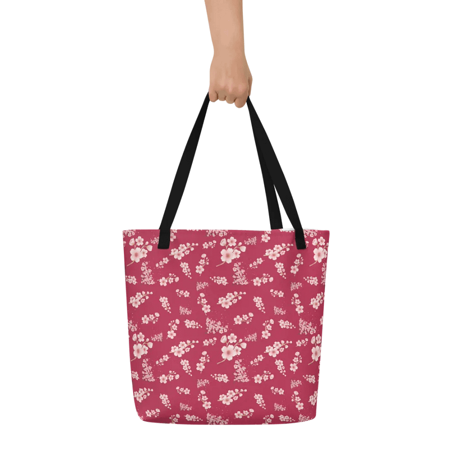 Cherry Blossoms on Magenta Floral Tote Bag product image (6)